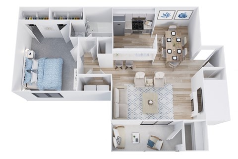 1 Bed Floor Plan at Waldan Pond Apartments, Acworth